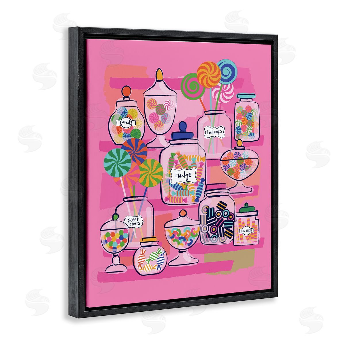 Bright Candy Jars Black Floating Frame Canvas Wall Art, Home Decor by Lisa Perry Whitebutton