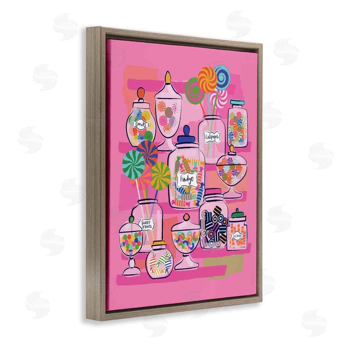 Bright Candy Jars Brown Floating Frame Canvas Wall Art, Home Decor by Lisa Perry Whitebutton