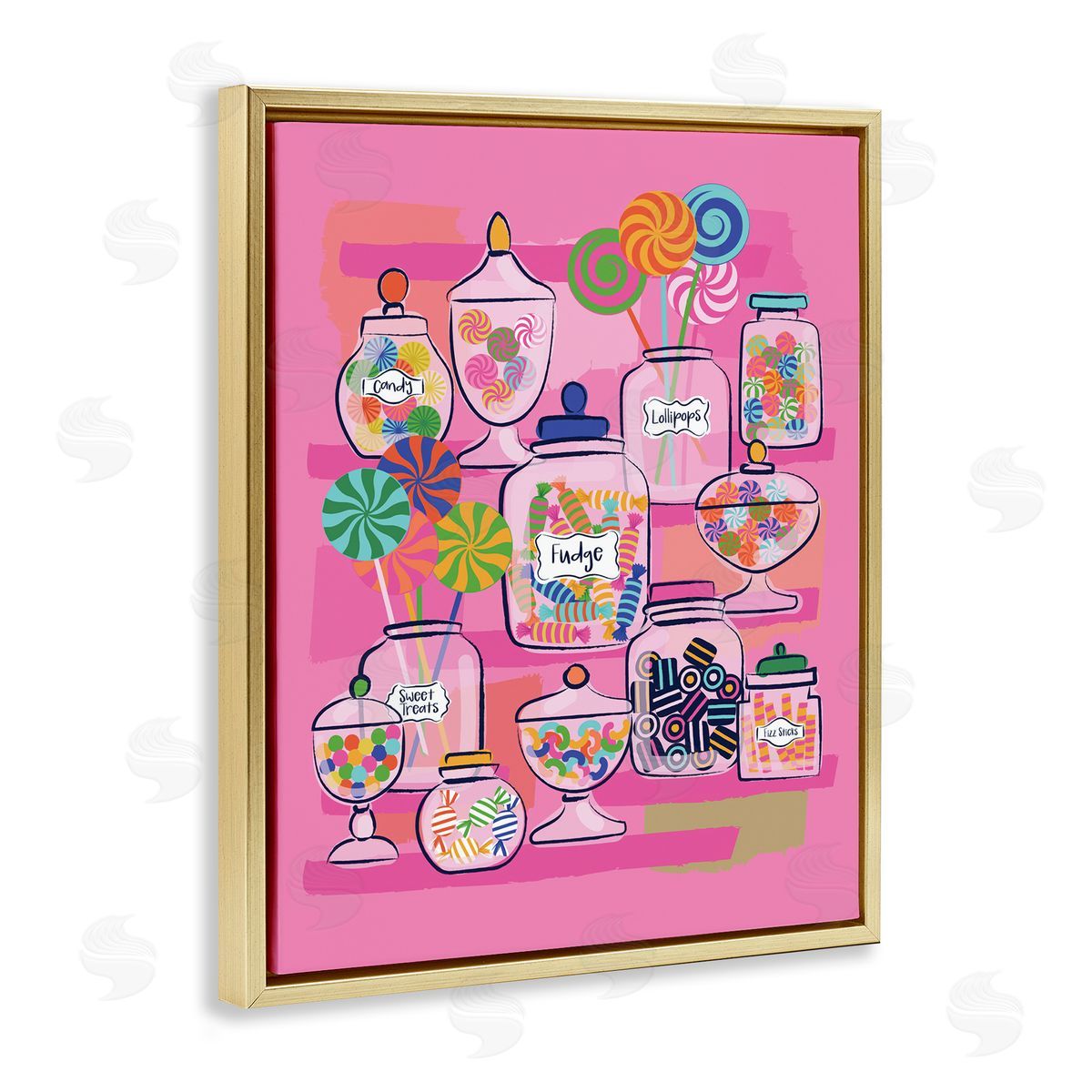 Bright Candy Jars Gold Floating Frame Canvas Wall Art, Home Decor by Lisa Perry Whitebutton