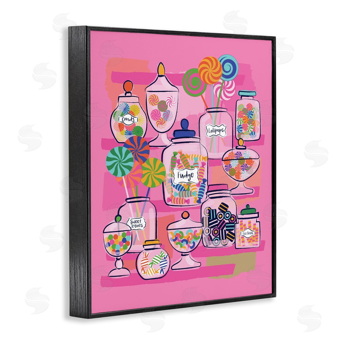 Bright Candy Jars Black Frame Print Wall Art, Home Decor by Lisa Perry Whitebutton