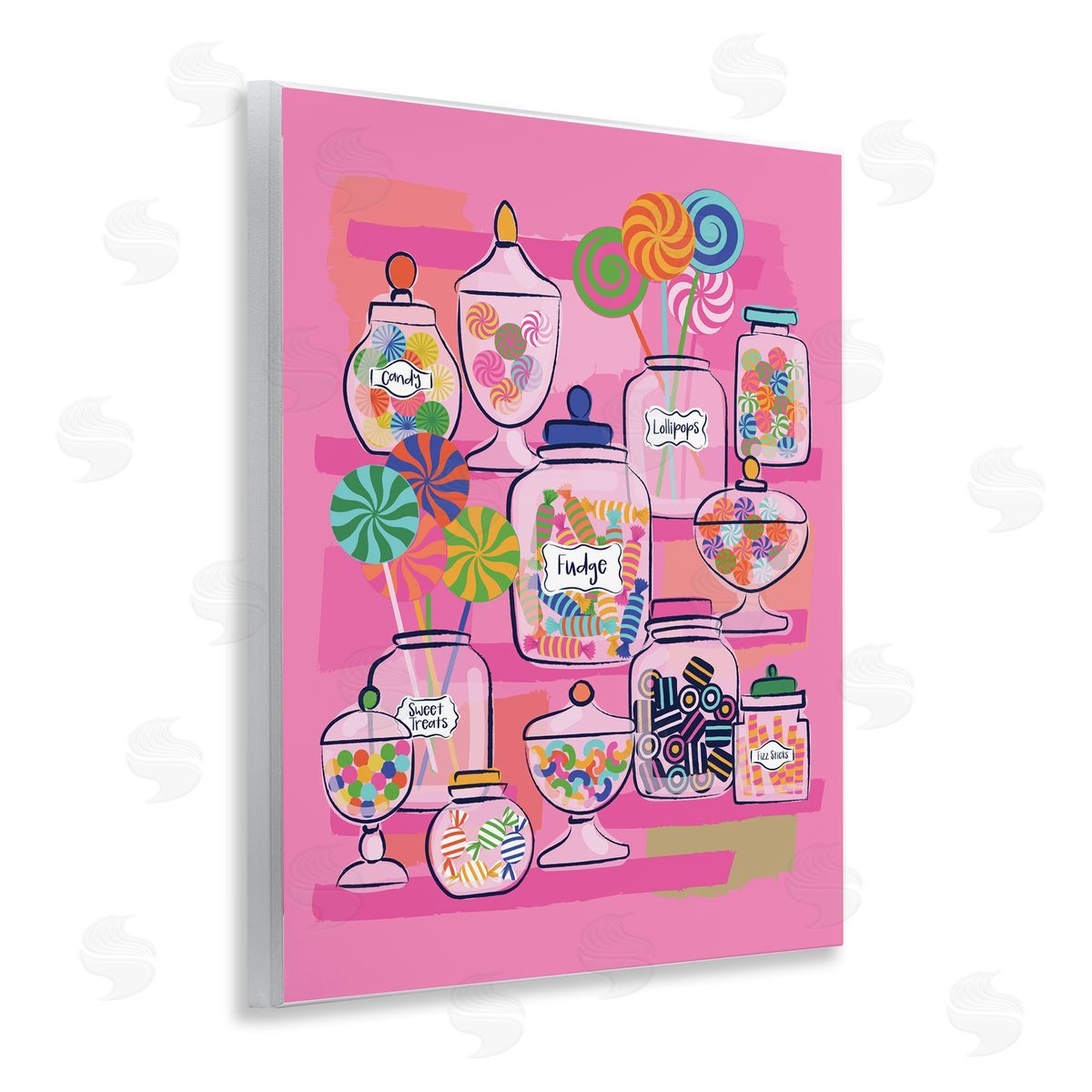 Bright Candy Jars Wood Plaque Wall Art, Home Decor by Lisa Perry Whitebutton