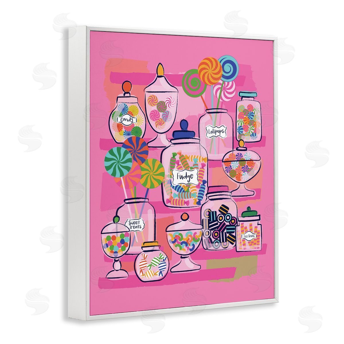 Bright Candy Jars White Frame Print Wall Art, Home Decor by Lisa Perry Whitebutton