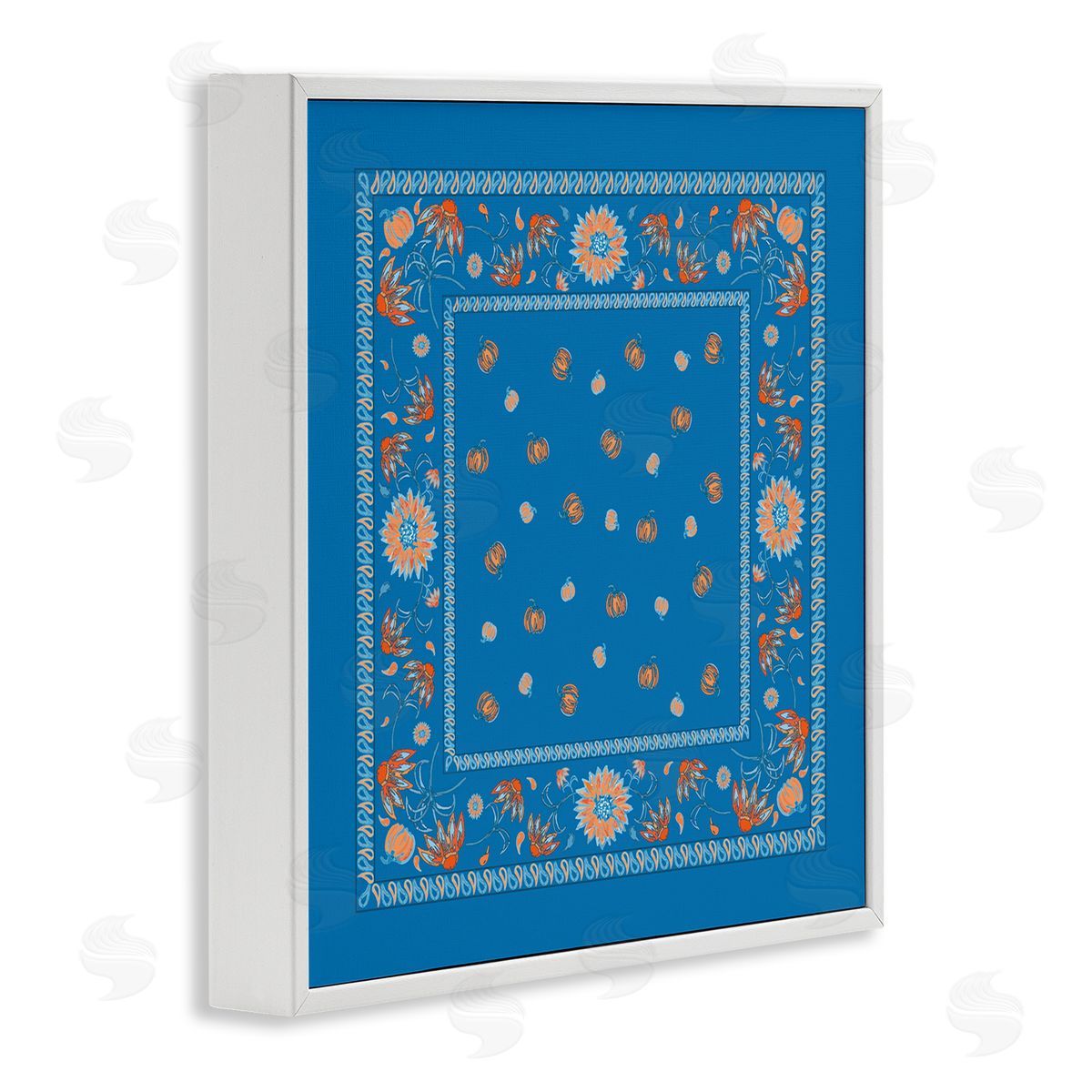 Blue Sky Harvest Pattern White Frame Print Wall Art, Home Decor by Safa Diab