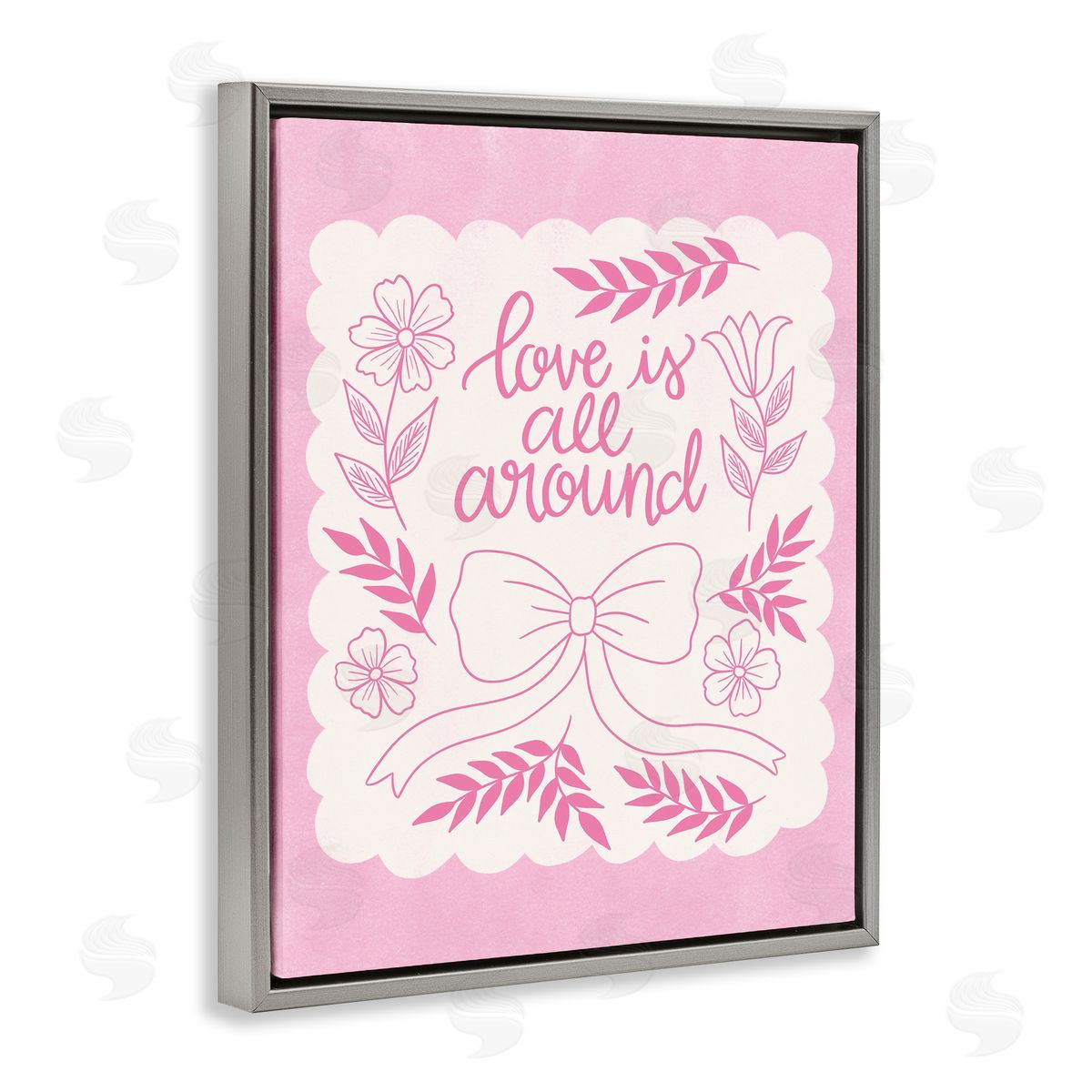 Pink Love All Around Grey Floating Frame Canvas Wall Art, Home Decor by Taylor Shannon Designs
