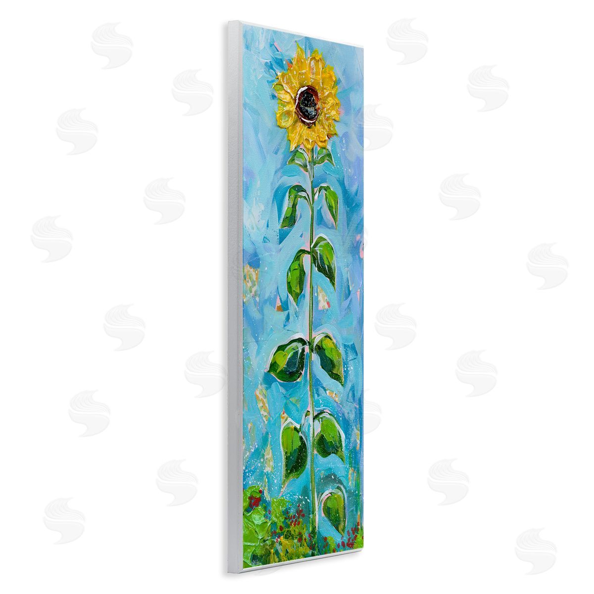 Tall Looming Sunflower Wood Plaque Wall Art, Home Decor by Estelle Grengs