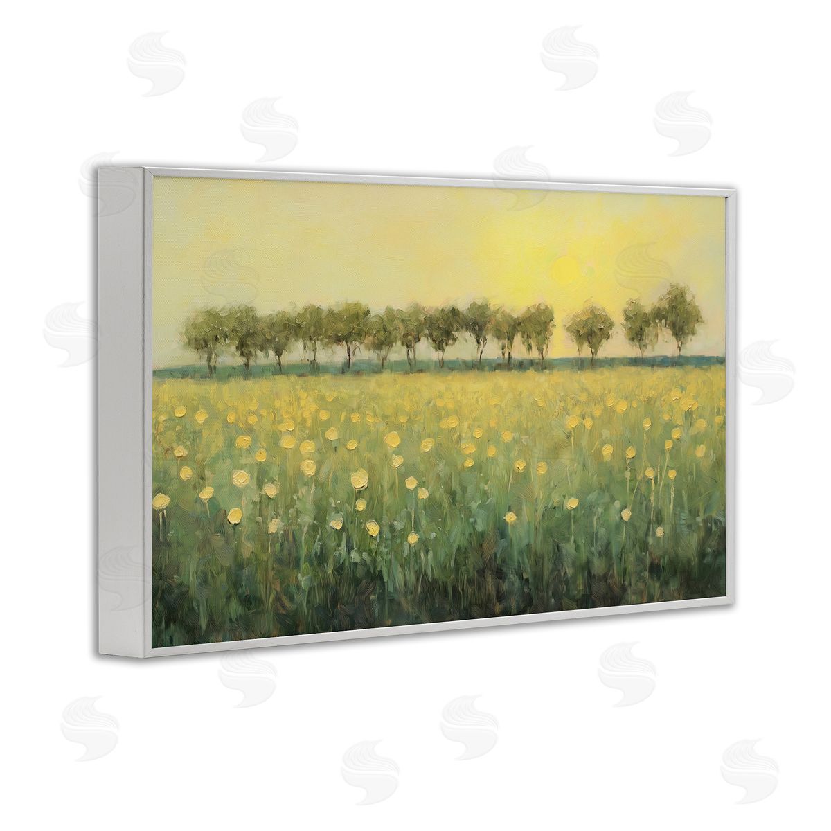 Golden Field Meadow White Frame Print Wall Art, Home Decor by Gina Kelly