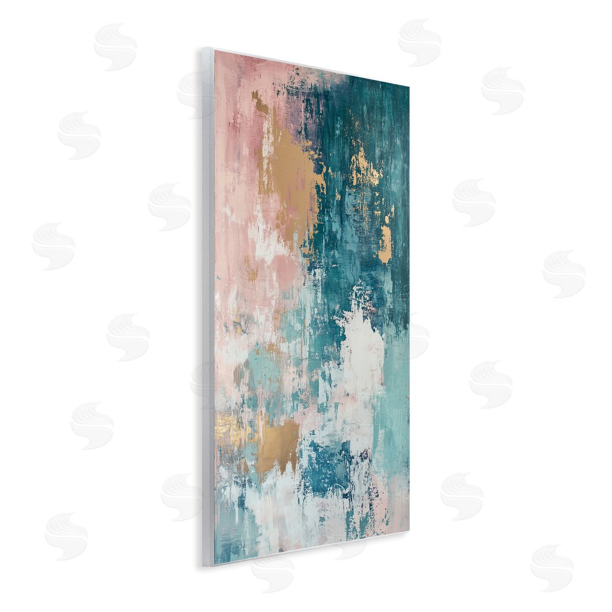 Teal Green Gold Abstract Wood Plaque Wall Art, Home Decor by Gina Kelly