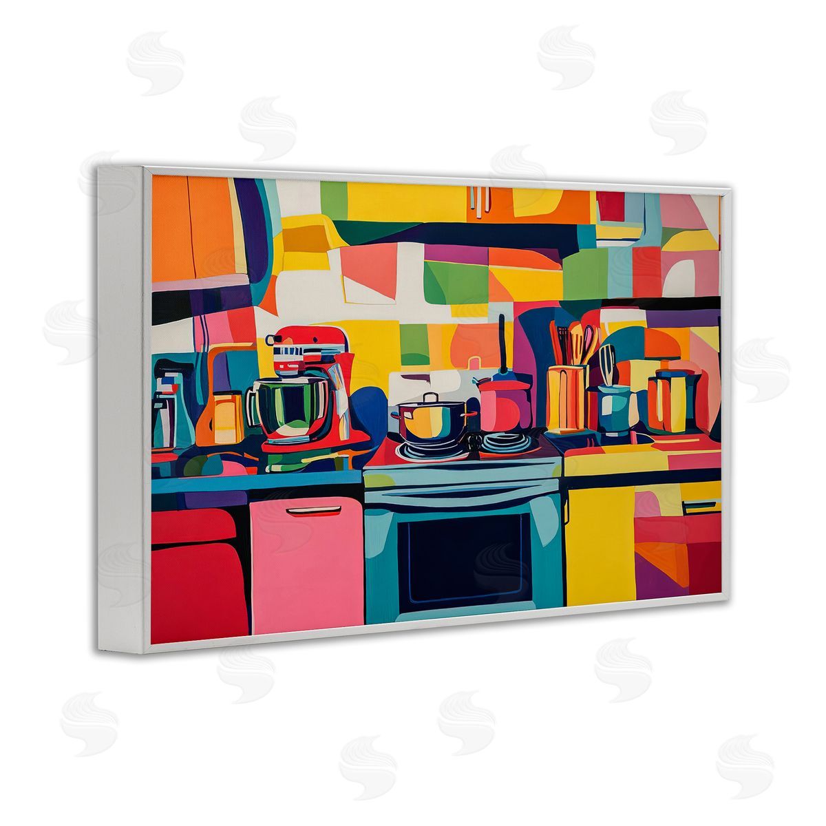 Whimsical Hued Kitchen White Frame Print Wall Art, Home Decor by LSR Design Studio
