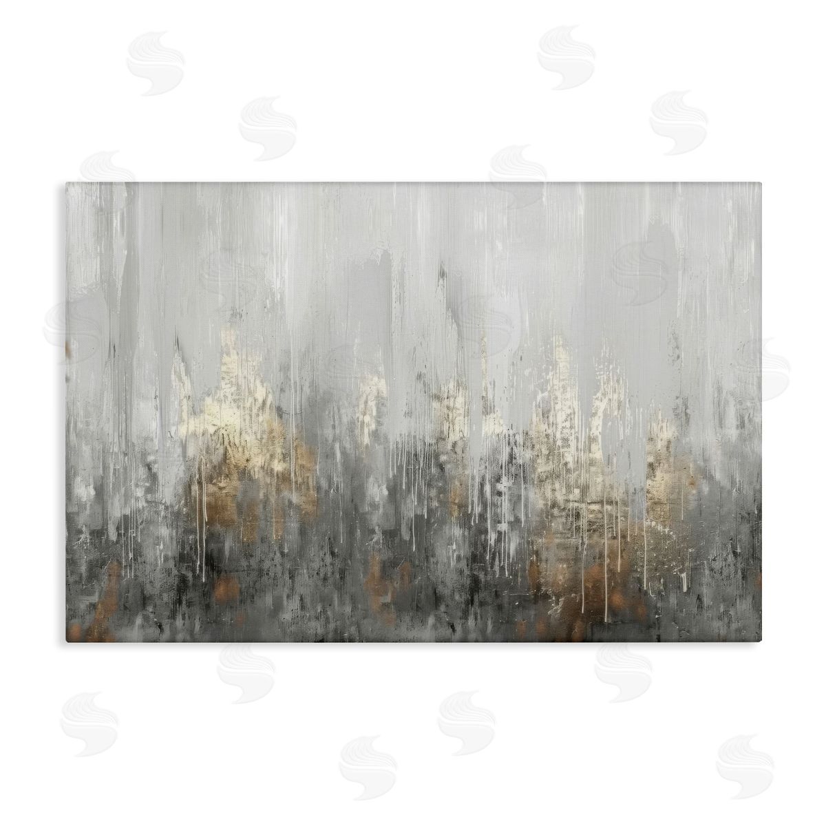 Grey Silver Abstract Drip Canvas Wall Art, Home Decor by LSR Design Studio