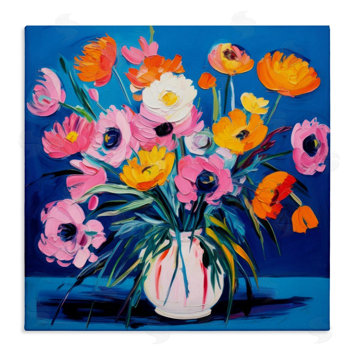 Bright Poppies Bouquet Canvas Wall Art, Home Decor by LSR Design Studio