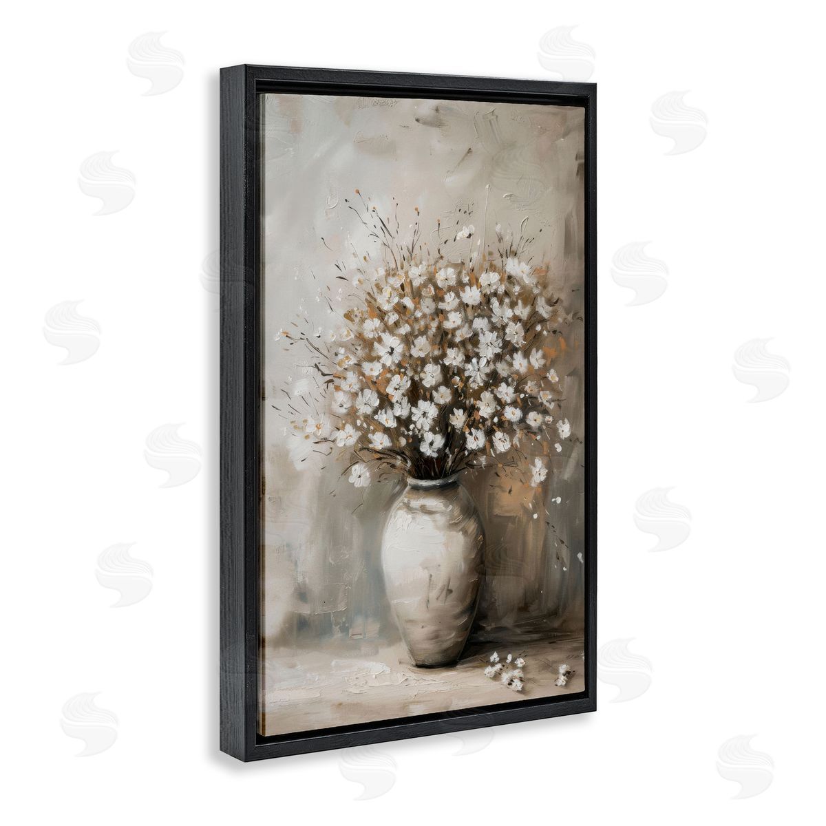 Vintage Still Life Bouquet Black Floating Frame Canvas Wall Art, Home Decor by LSR Design Studio