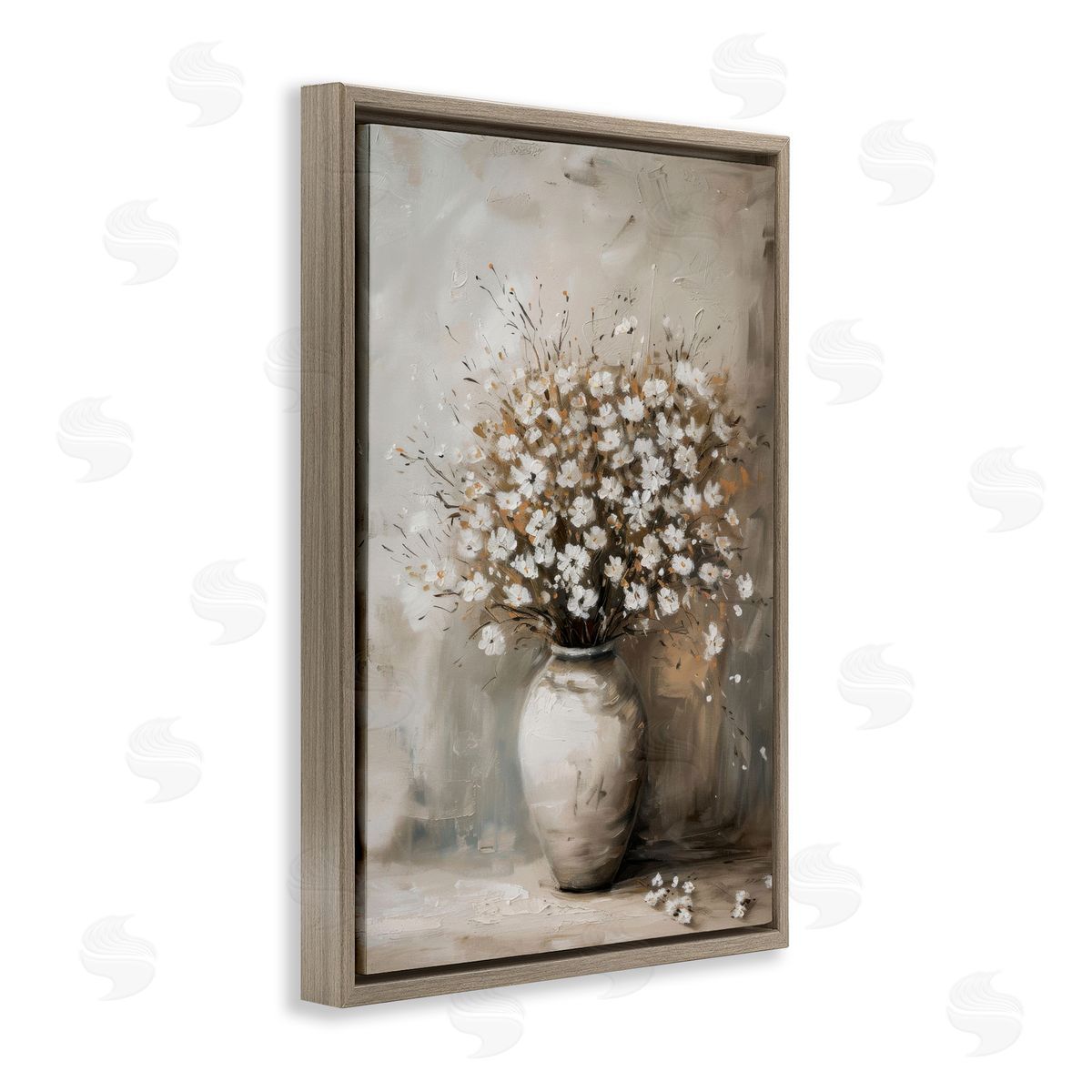 Vintage Still Life Bouquet Brown Floating Frame Canvas Wall Art, Home Decor by LSR Design Studio