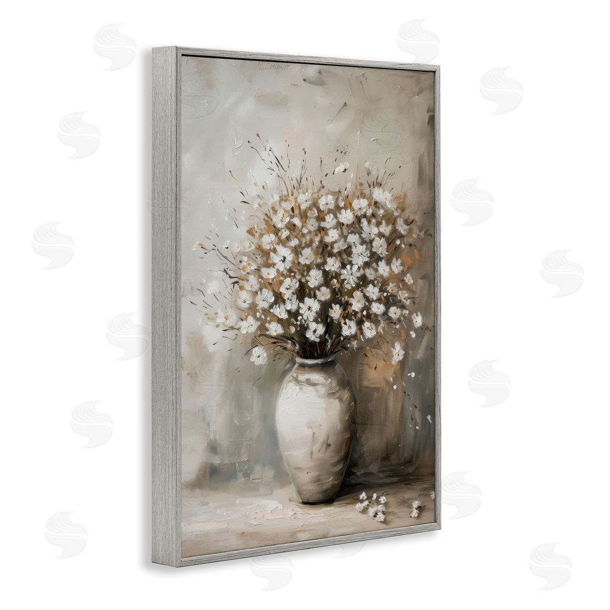 Vintage Still Life Bouquet Grey Frame Print Wall Art, Home Decor by LSR Design Studio