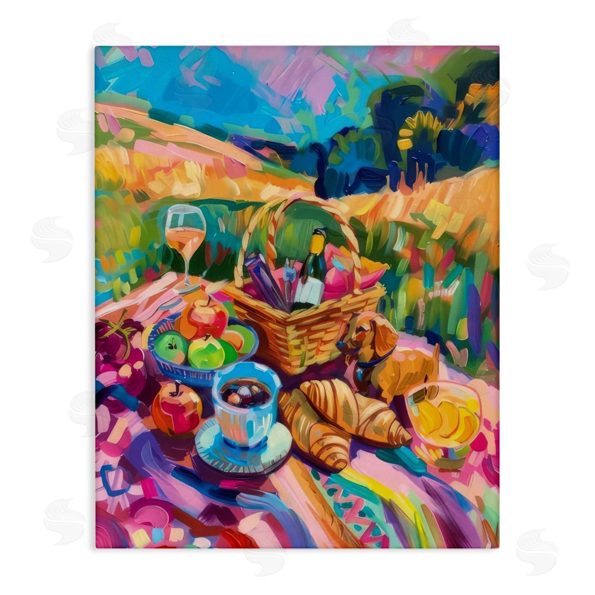 Bright Impressionist Picnic Canvas Wall Art, Home Decor by LSR Design Studio