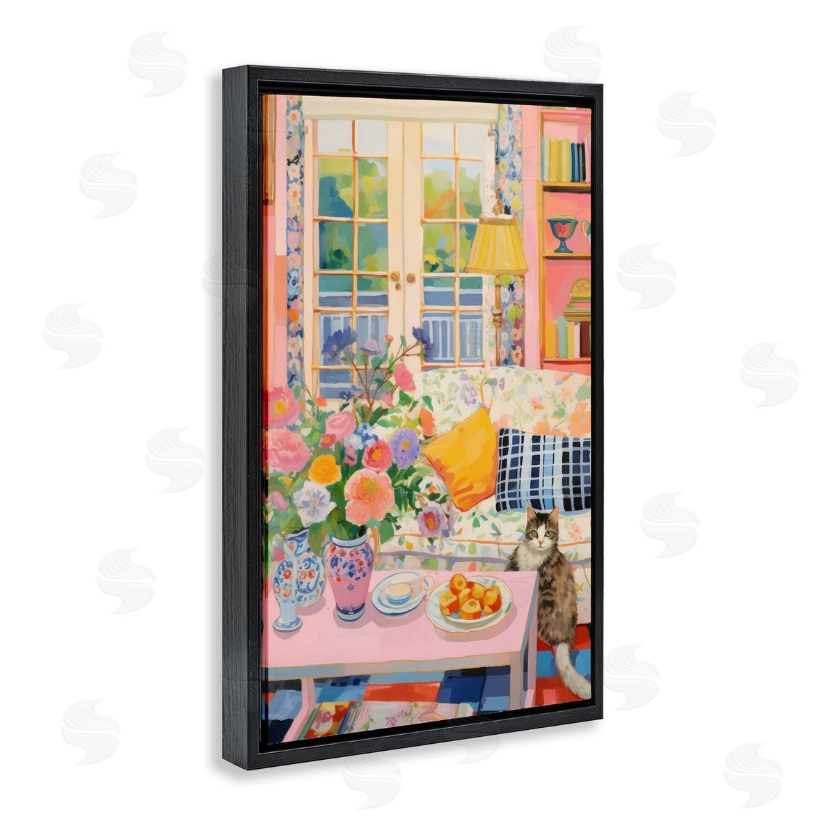 Invited Guest Interior Black Floating Frame Canvas Wall Art, Home Decor by LSR Design Studio