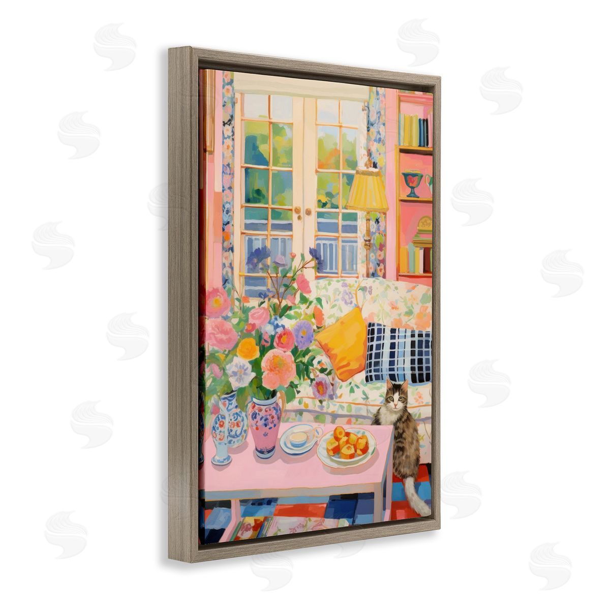 Invited Guest Interior Brown Floating Frame Canvas Wall Art, Home Decor by LSR Design Studio