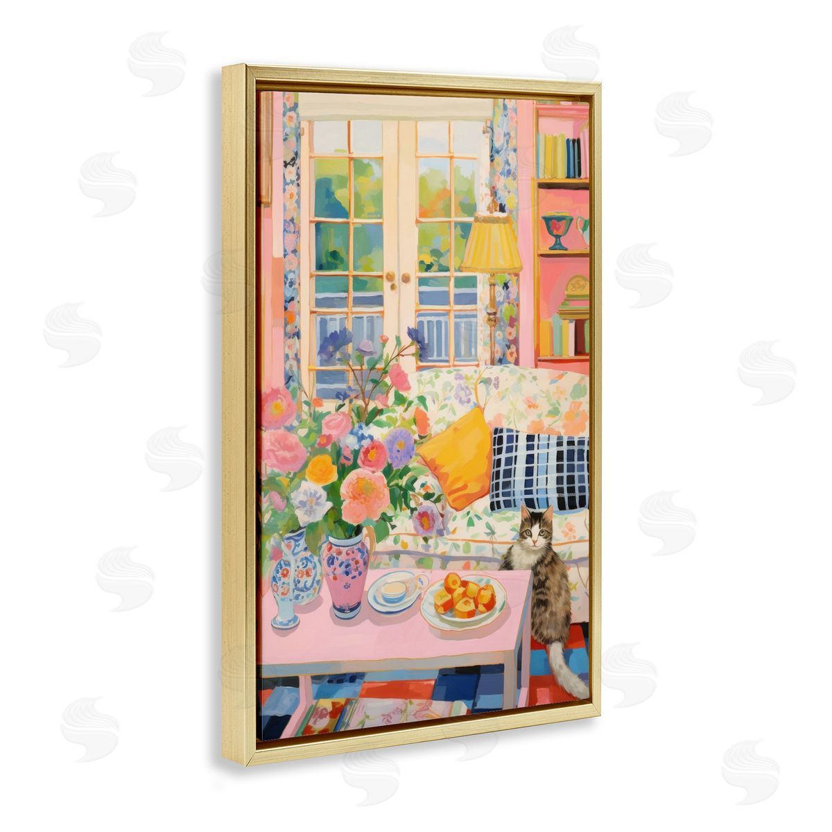 Invited Guest Interior Gold Floating Frame Canvas Wall Art, Home Decor by LSR Design Studio