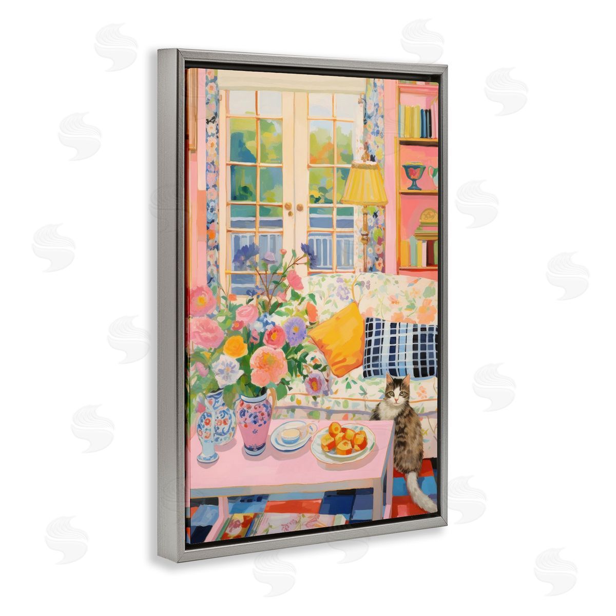Invited Guest Interior Grey Floating Frame Canvas Wall Art, Home Decor by LSR Design Studio