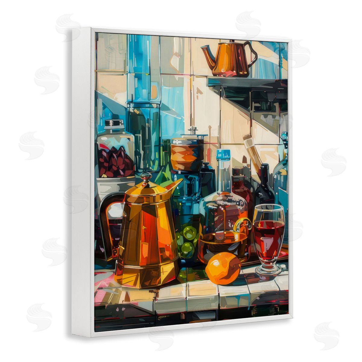 Kitchen Counter Cocktails White Frame Print Wall Art, Home Decor by LSR Design Studio