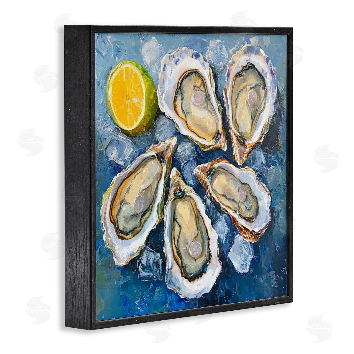 Lemon & Oysters Seafood Black Frame Print Wall Art, Home Decor by LSR Design Studio