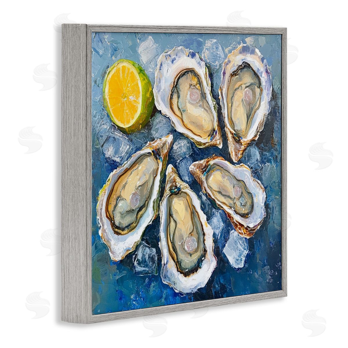 Lemon & Oysters Seafood Grey Frame Print Wall Art, Home Decor by LSR Design Studio