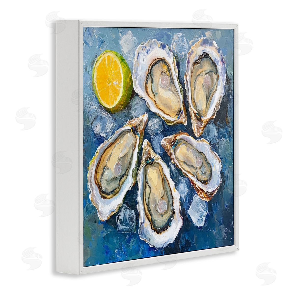 Lemon & Oysters Seafood White Frame Print Wall Art, Home Decor by LSR Design Studio
