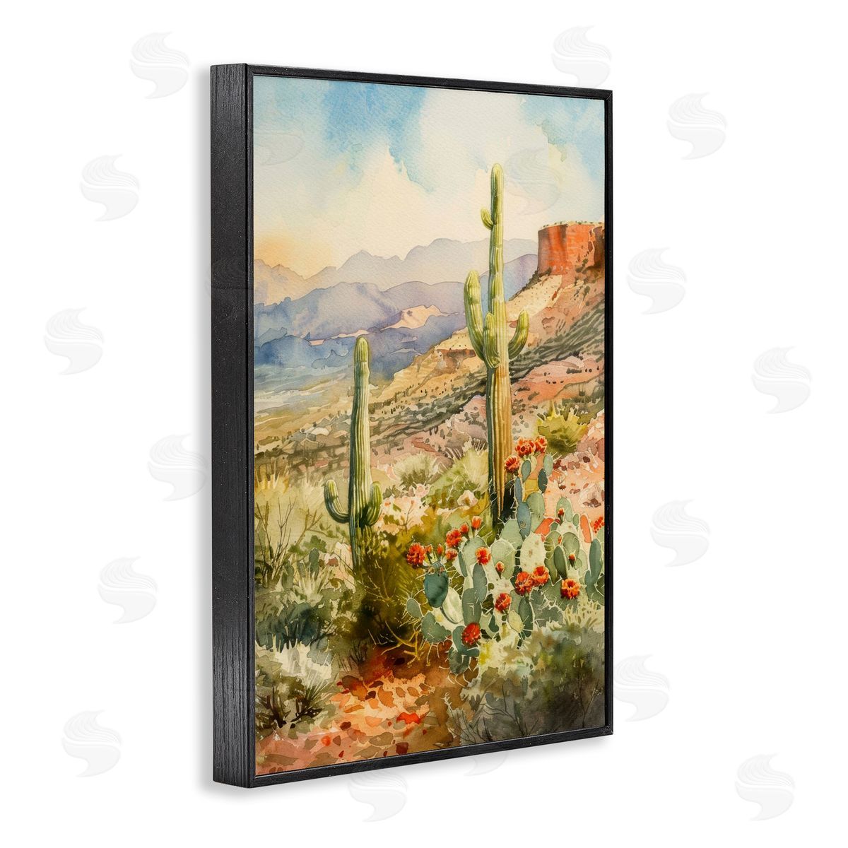 Standing Tall Cacti Nature Black Frame Print Wall Art, Home Decor by LSR Design Studio