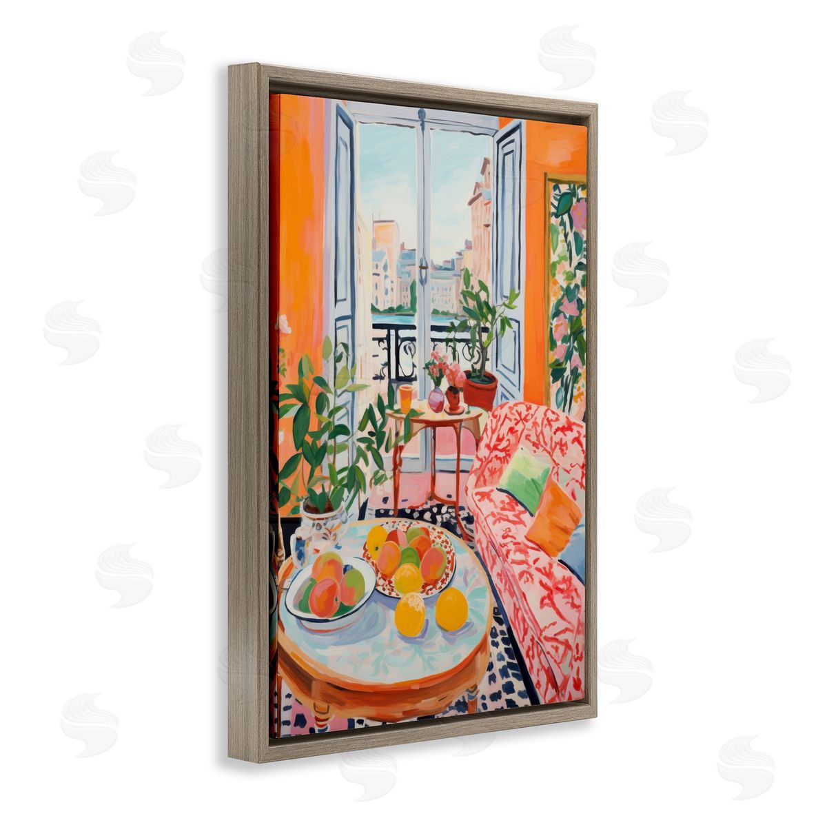 Bright Sunlit Interior Brown Floating Frame Canvas Wall Art, Home Decor by LSR Design Studio