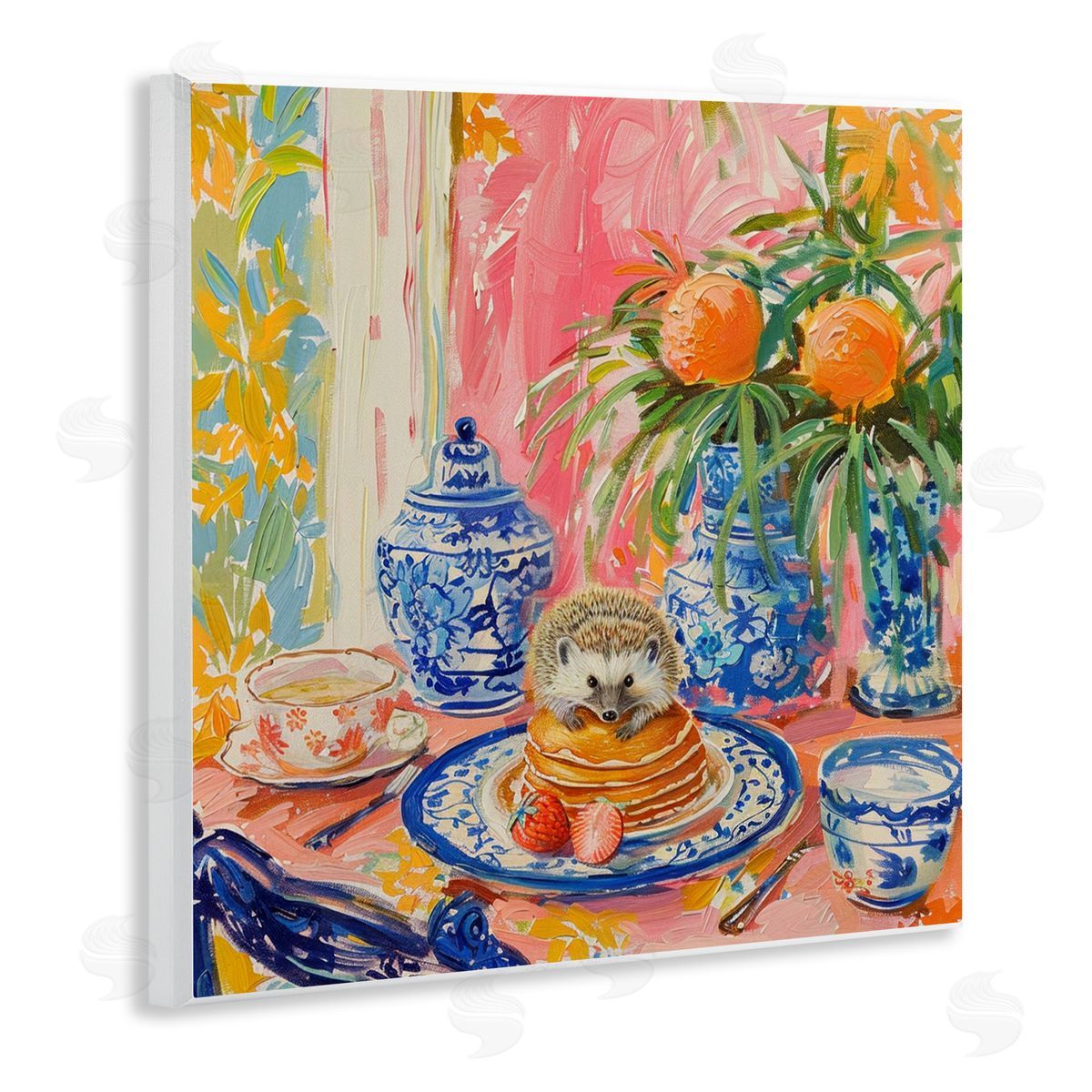 Pancakes Stack & Hedgehog Wood Plaque Wall Art, Home Decor by LSR Design Studio