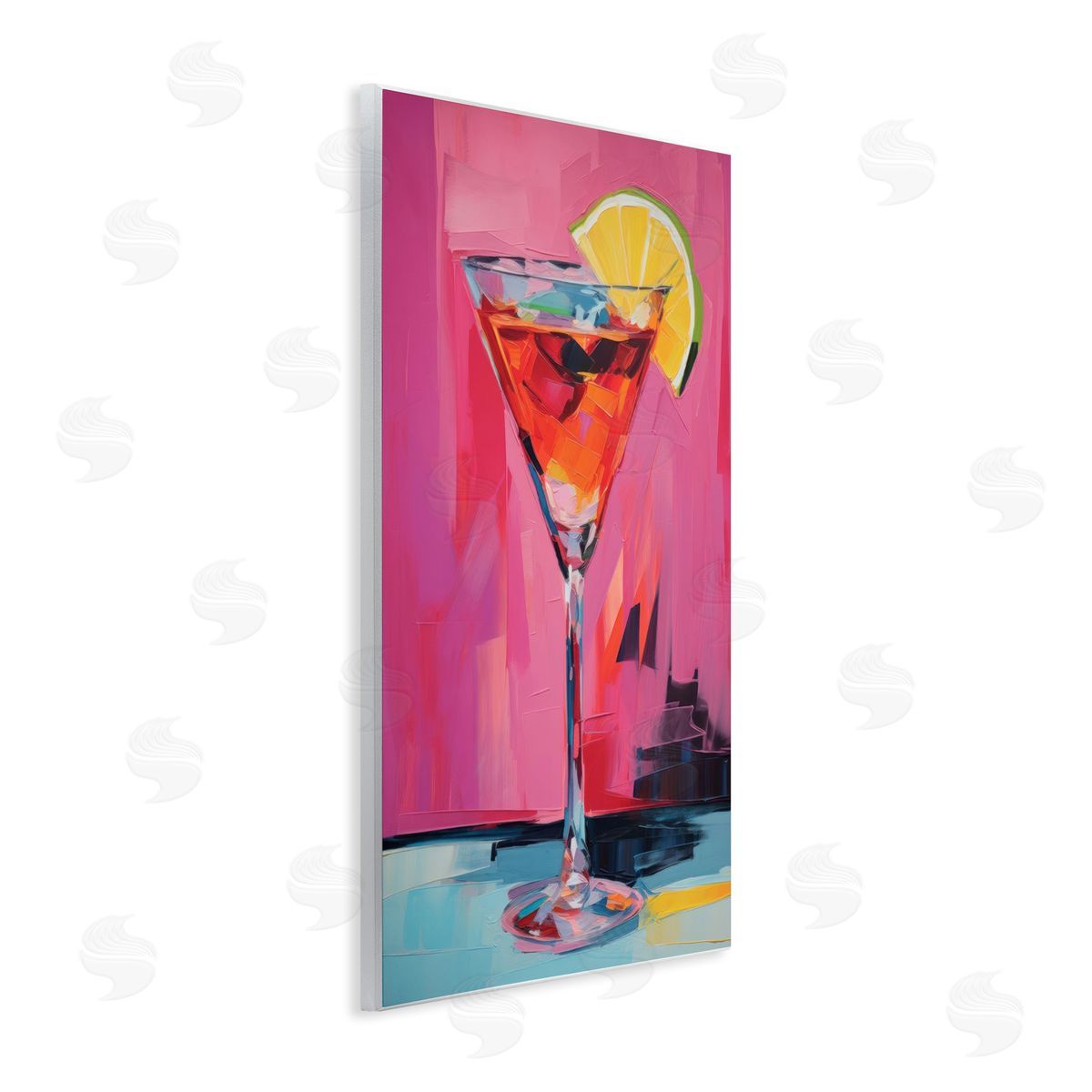 Pink Lady Cocktail Wood Plaque Wall Art, Home Decor by LSR Design Studio