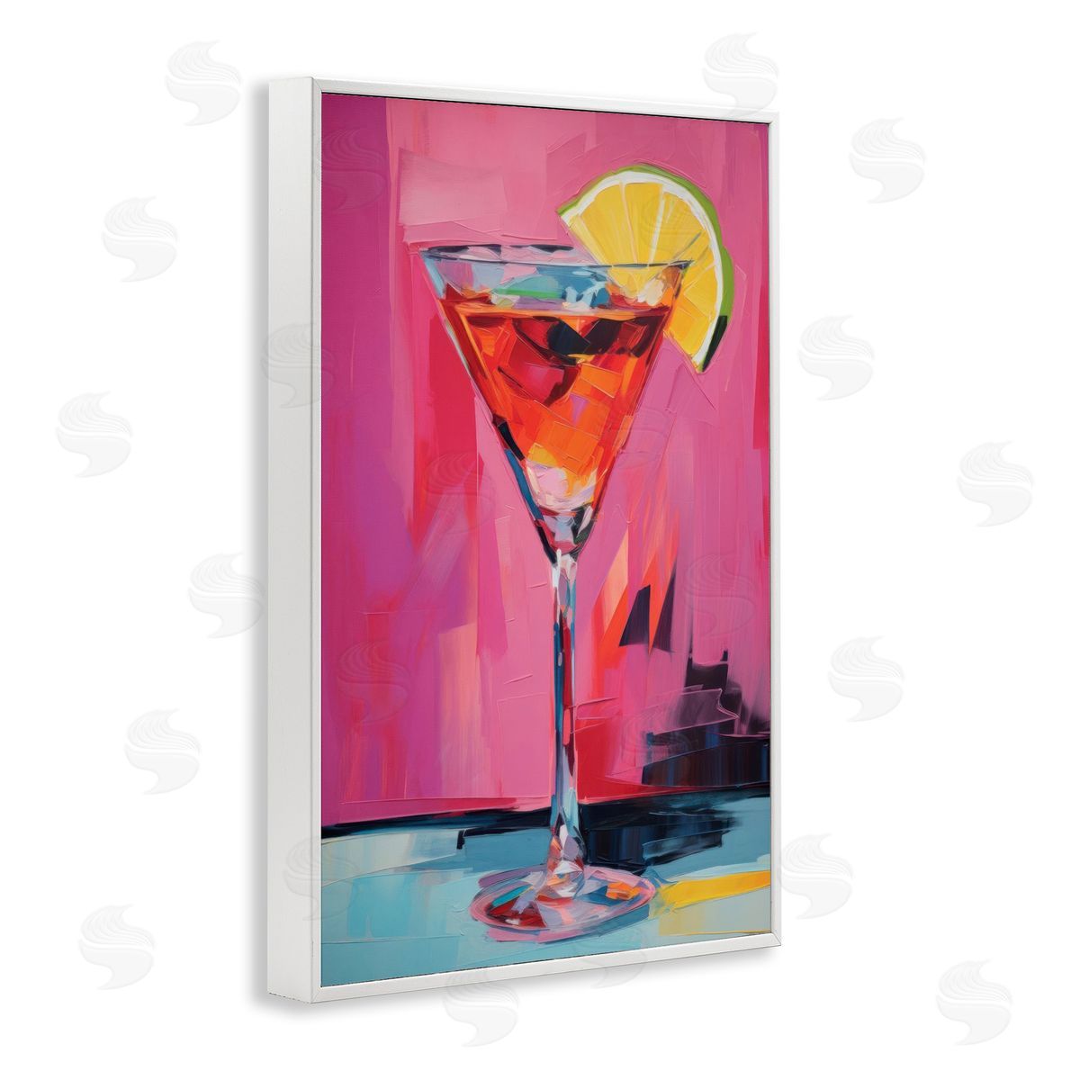Pink Lady Cocktail White Frame Print Wall Art, Home Decor by LSR Design Studio