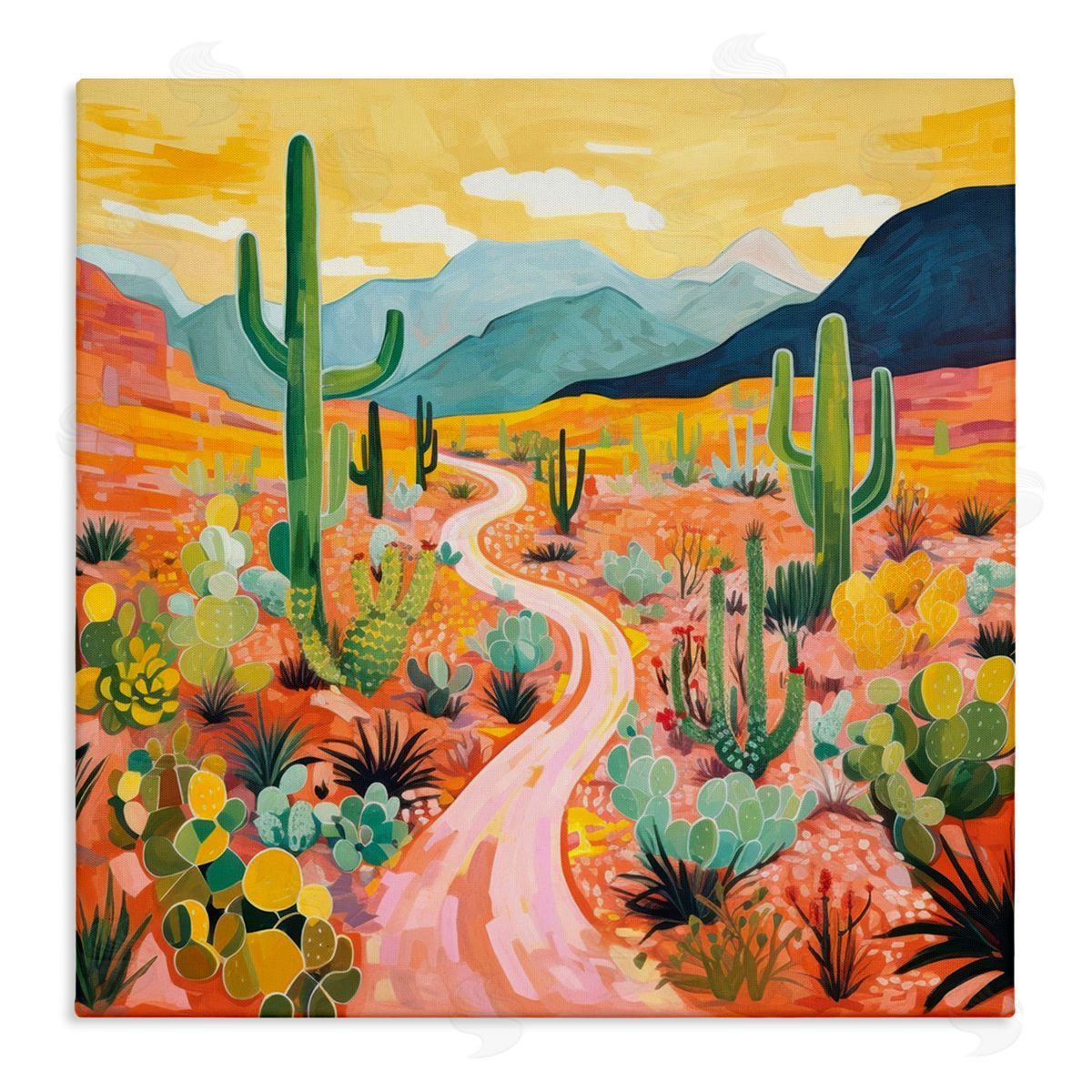 Sunrise over Desert Path Canvas Wall Art, Home Decor by LSR Design Studio