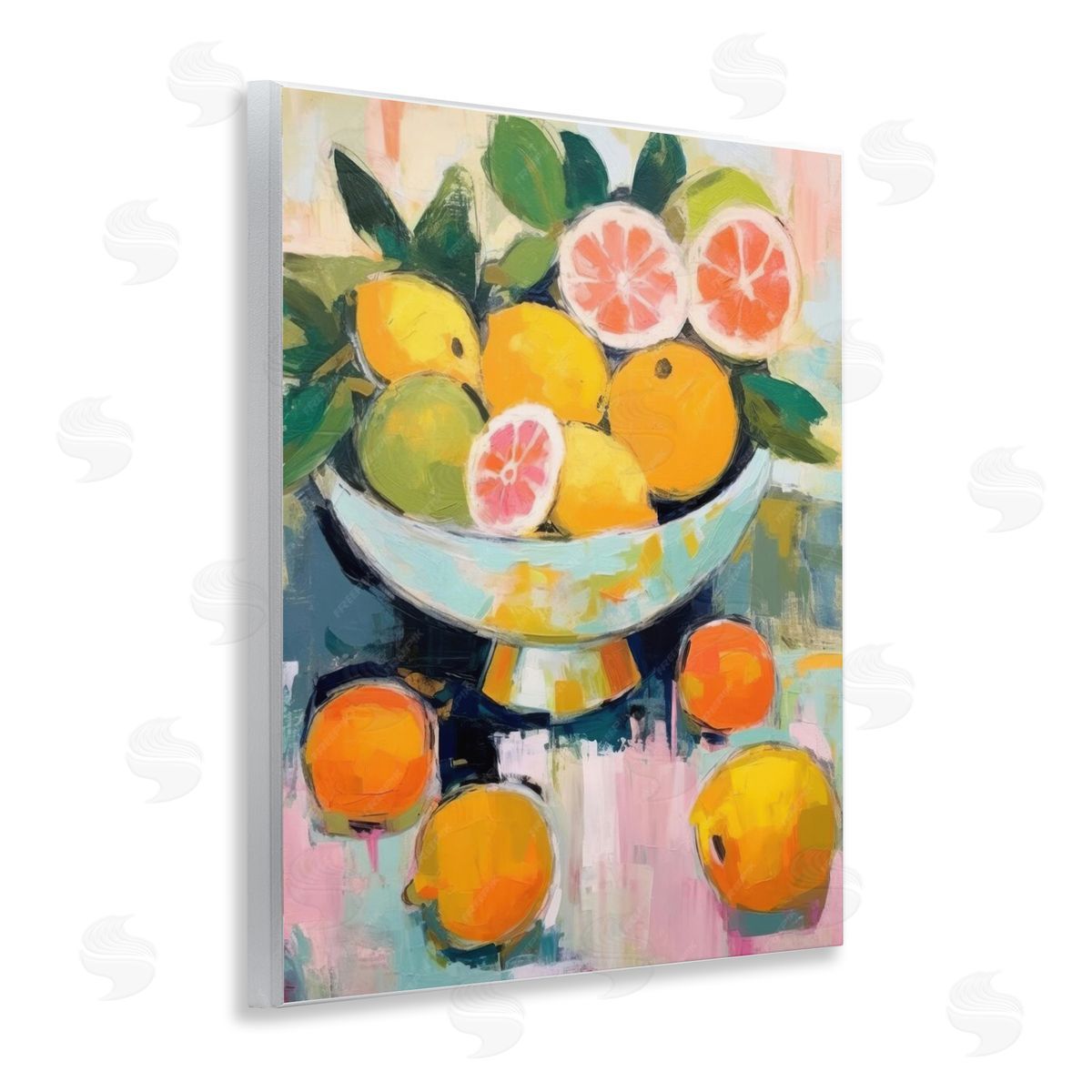 Abstract Citrus Still Life Wood Plaque Wall Art, Home Decor by LSR Design Studio