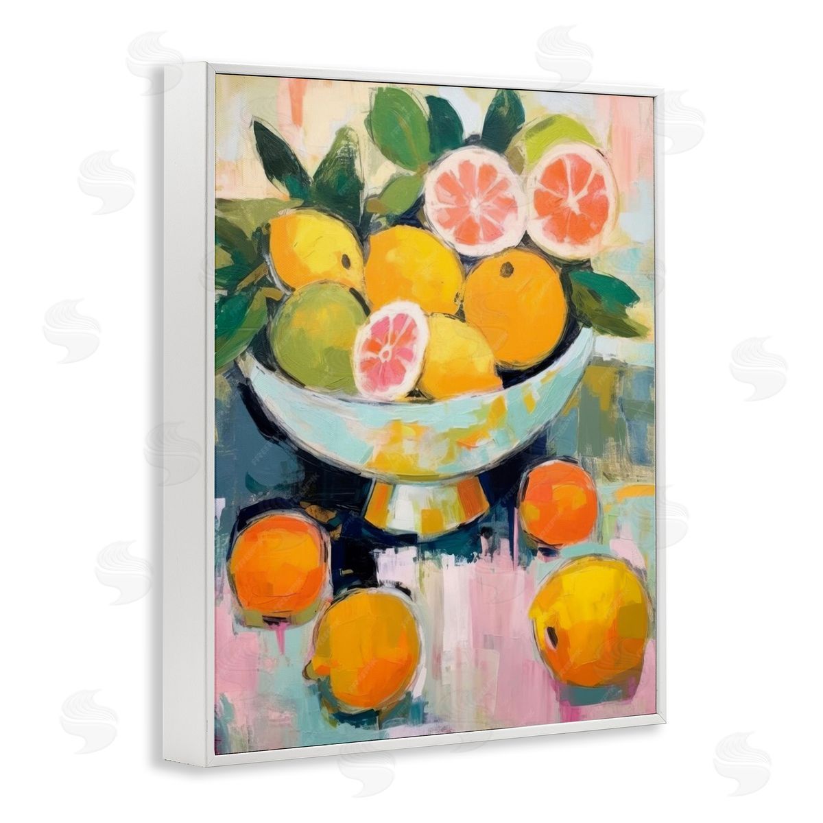 Abstract Citrus Still Life White Frame Print Wall Art, Home Decor by LSR Design Studio