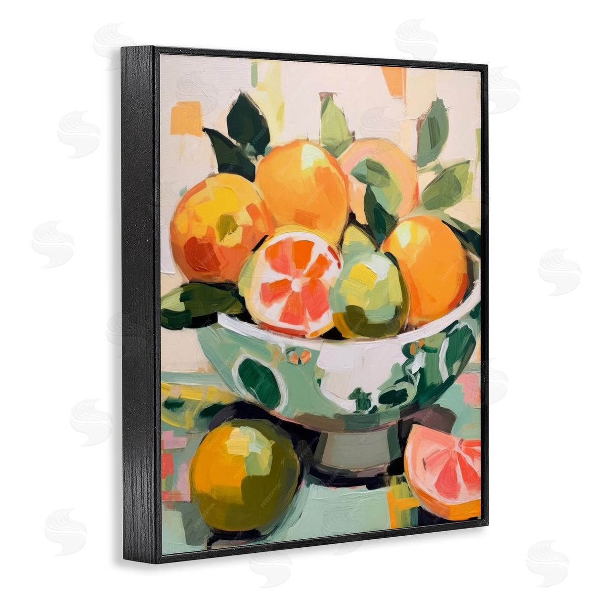 Fruit Basket Abstraction Black Frame Print Wall Art, Home Decor by LSR Design Studio