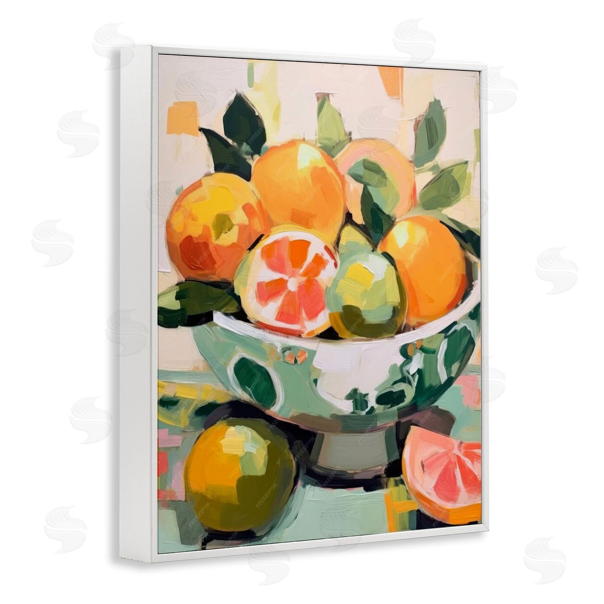 Fruit Basket Abstraction White Frame Print Wall Art, Home Decor by LSR Design Studio