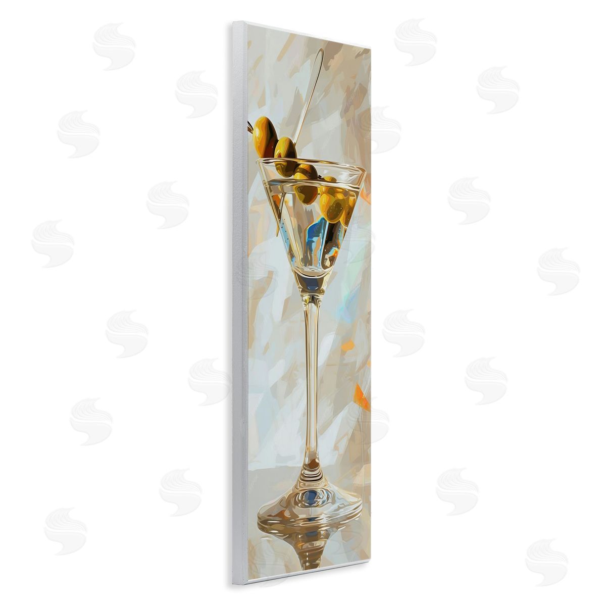 Neutral Tone Martini Wood Plaque Wall Art, Home Decor by LSR Design Studio