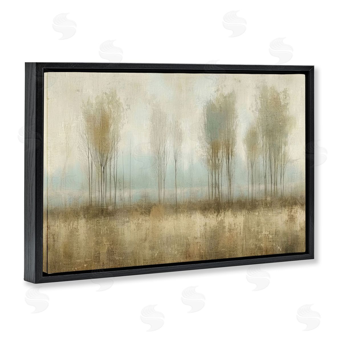 Muted Forest View Black Floating Frame Canvas Wall Art, Home Decor by LSR Design Studio