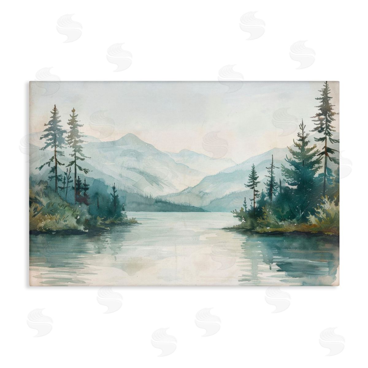 Mountain Lake in Springtime Canvas Wall Art, Home Decor by LSR Design Studio