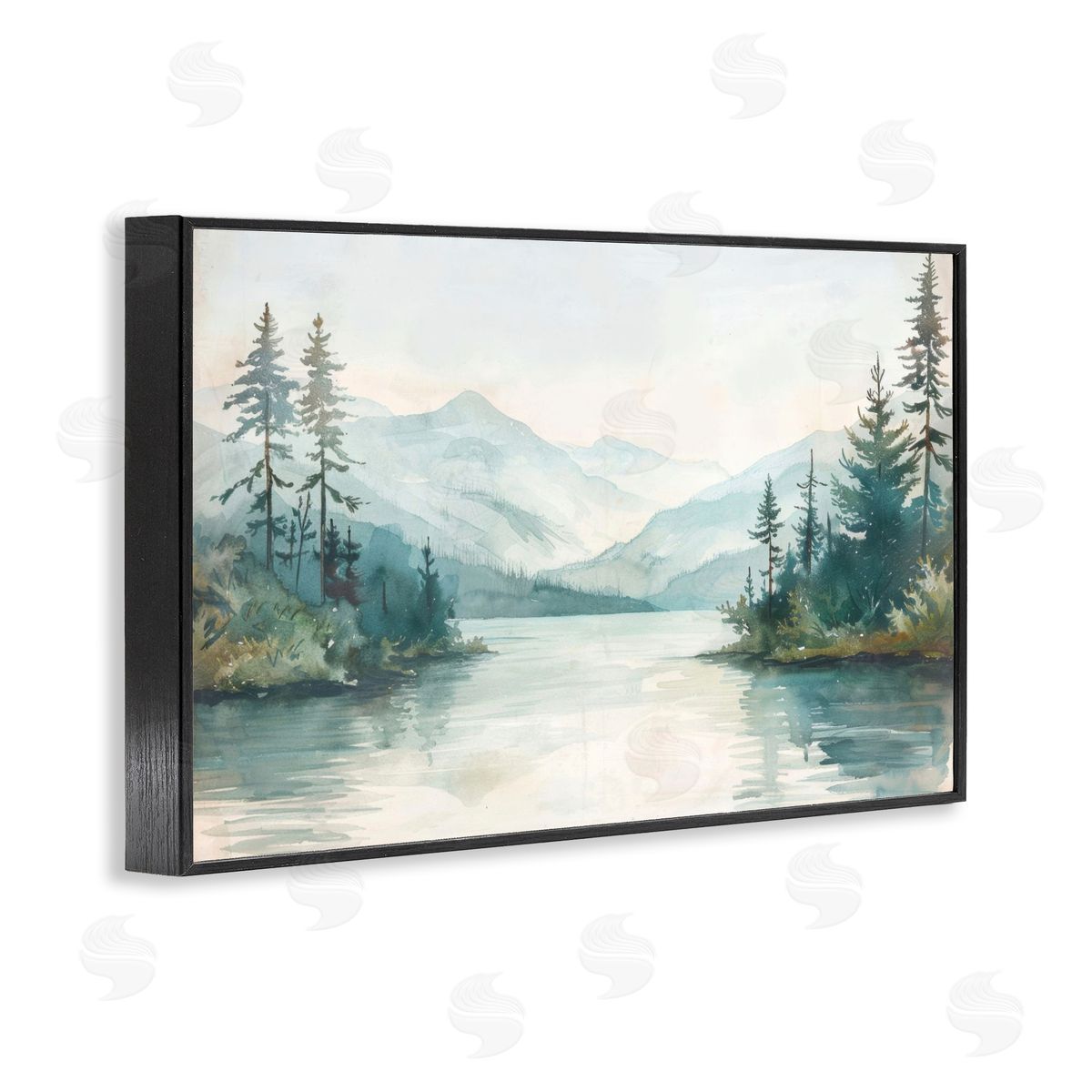 Mountain Lake in Springtime Black Frame Print Wall Art, Home Decor by LSR Design Studio
