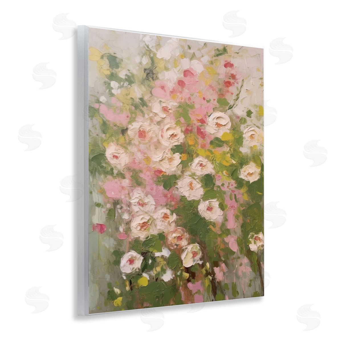 Vintage Spring Floral Abstraction Wood Plaque Wall Art, Home Decor by LSR Design Studio
