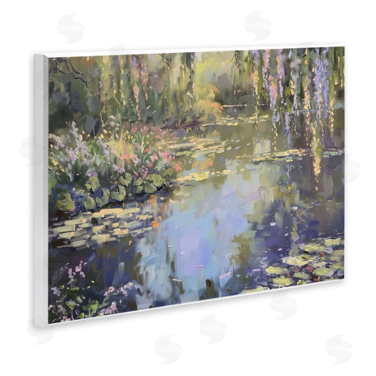 Morning on Lily Pond Wood Plaque Wall Art, Home Decor by LSR Design Studio
