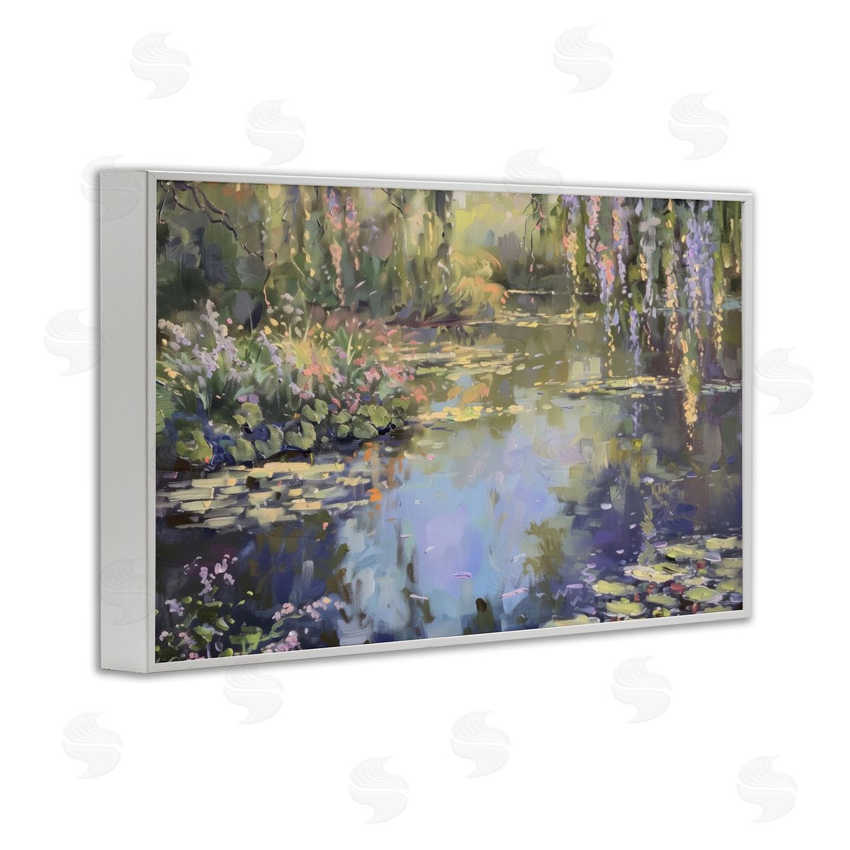 Morning on Lily Pond White Frame Print Wall Art, Home Decor by LSR Design Studio