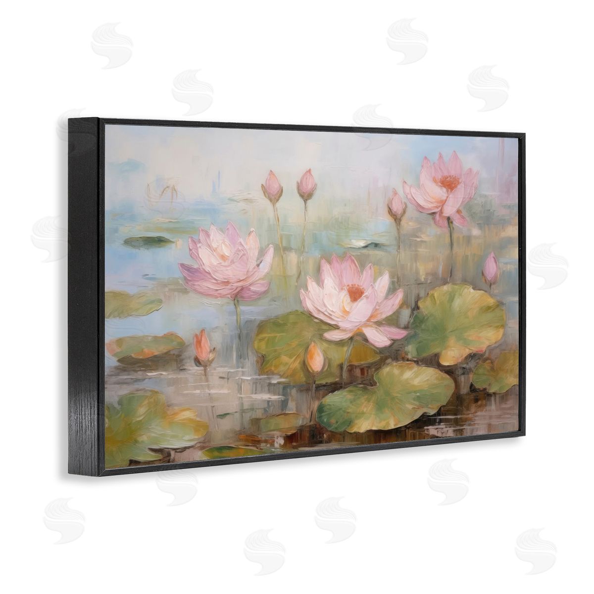 Water Lilies in Spring Black Frame Print Wall Art, Home Decor by LSR Design Studio