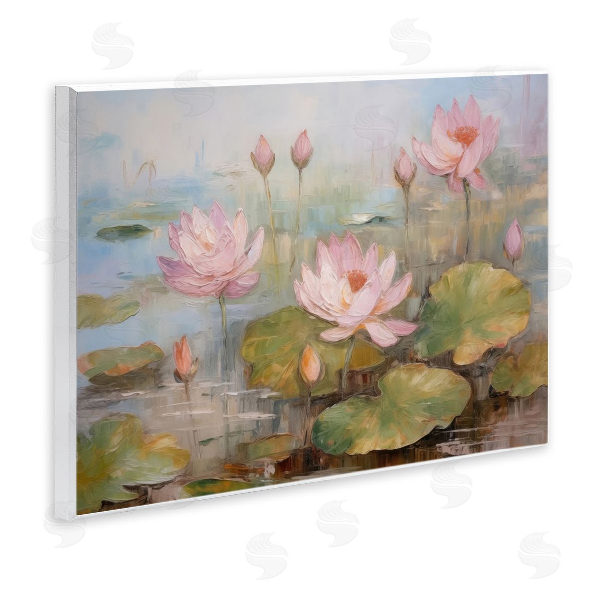 Water Lilies in Spring Wood Plaque Wall Art, Home Decor by LSR Design Studio
