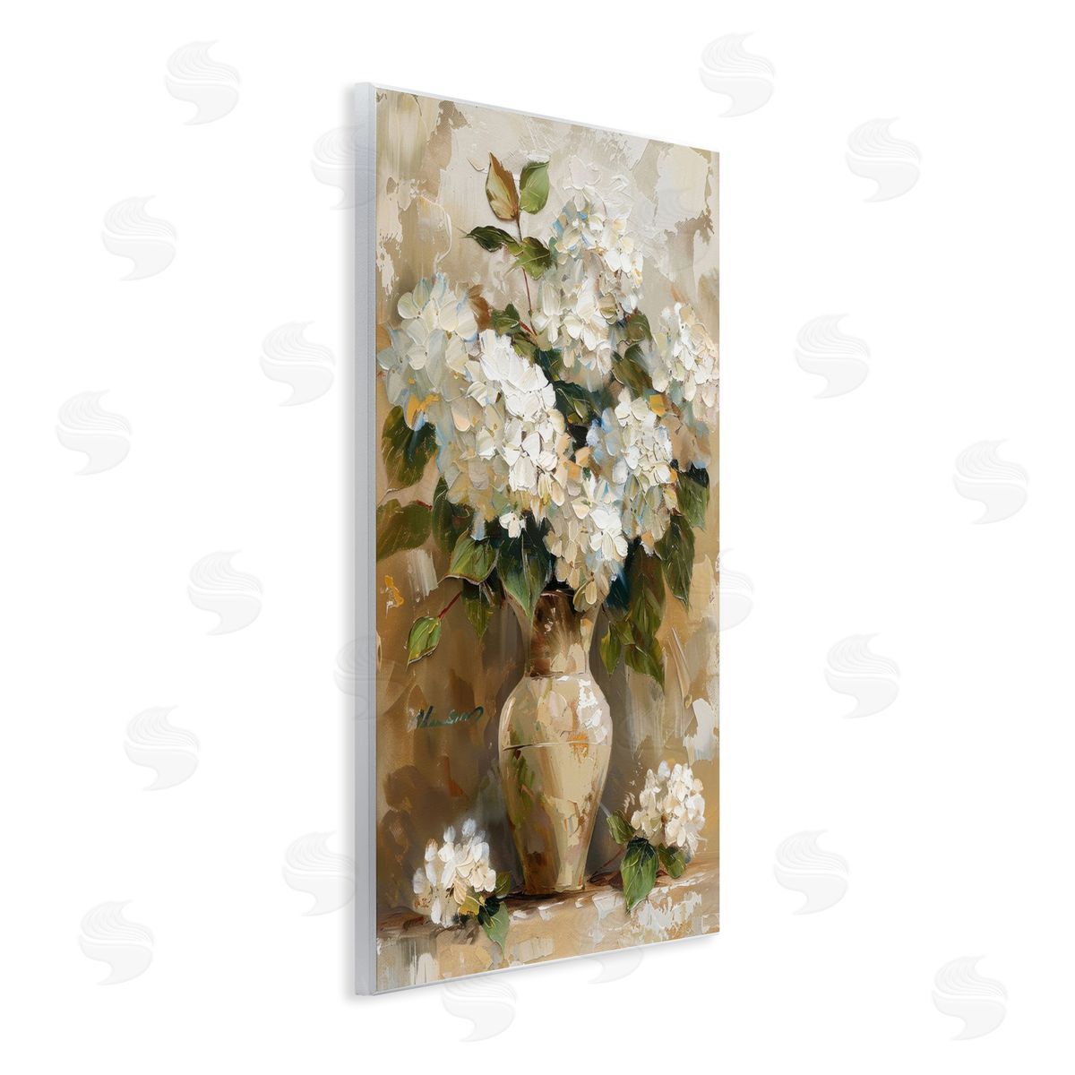 Vintage White Hydrangeas Wood Plaque Wall Art, Home Decor by LSR Design Studio