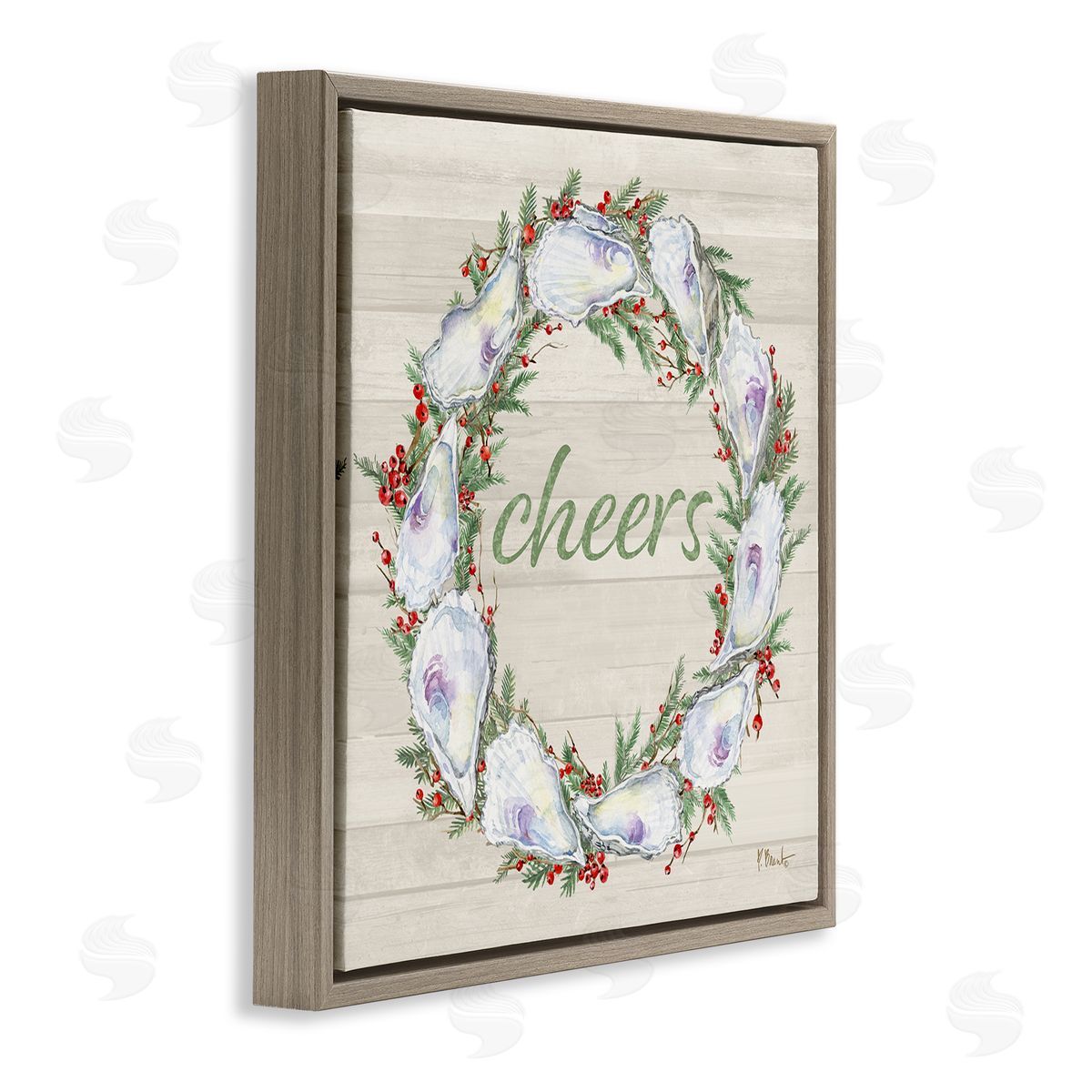 Shells & Holly Cheers Brown Floating Frame Canvas Wall Art, Home Decor by Paul Brent