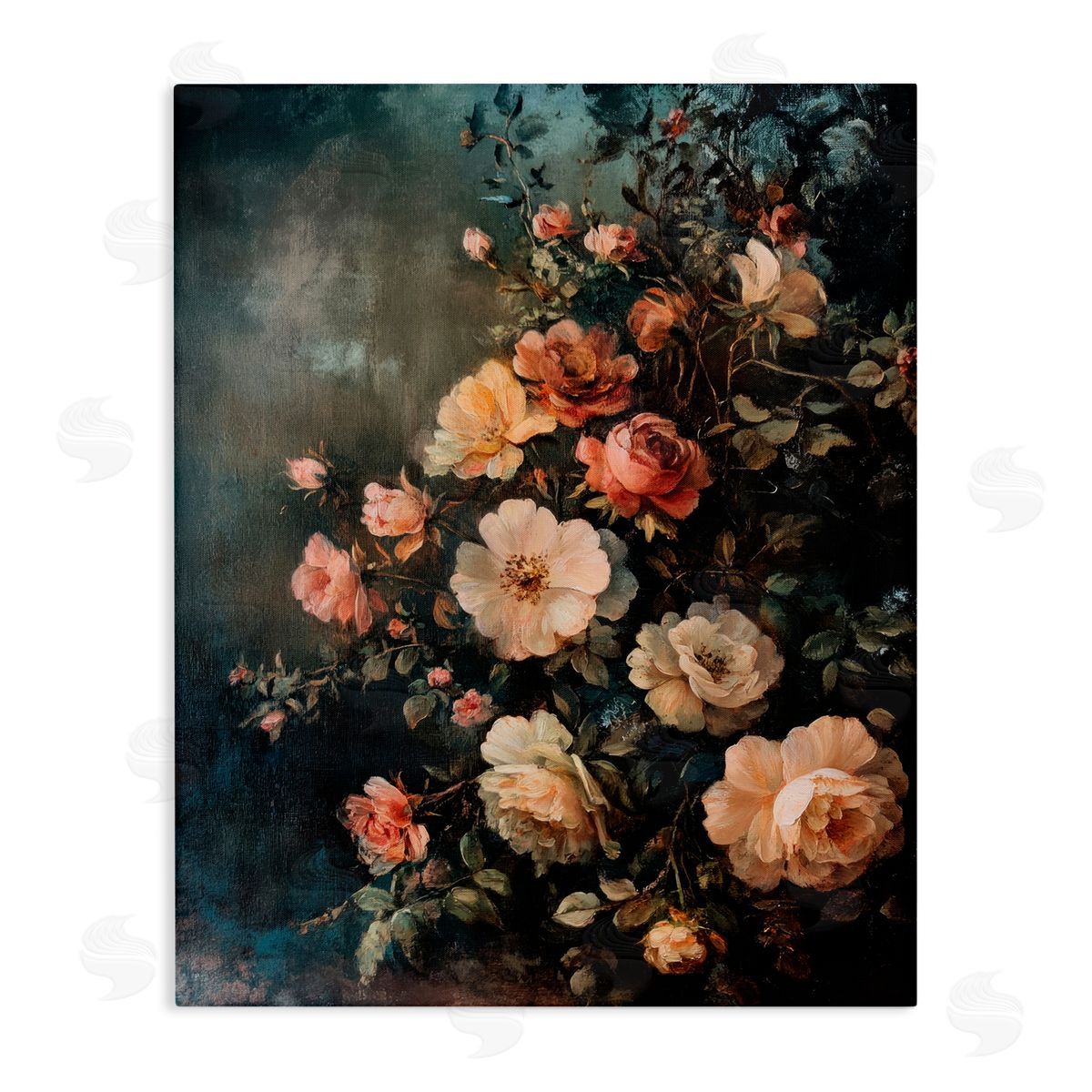 Dark Rose Florals Canvas Wall Art, Home Decor by Petal Prints Design