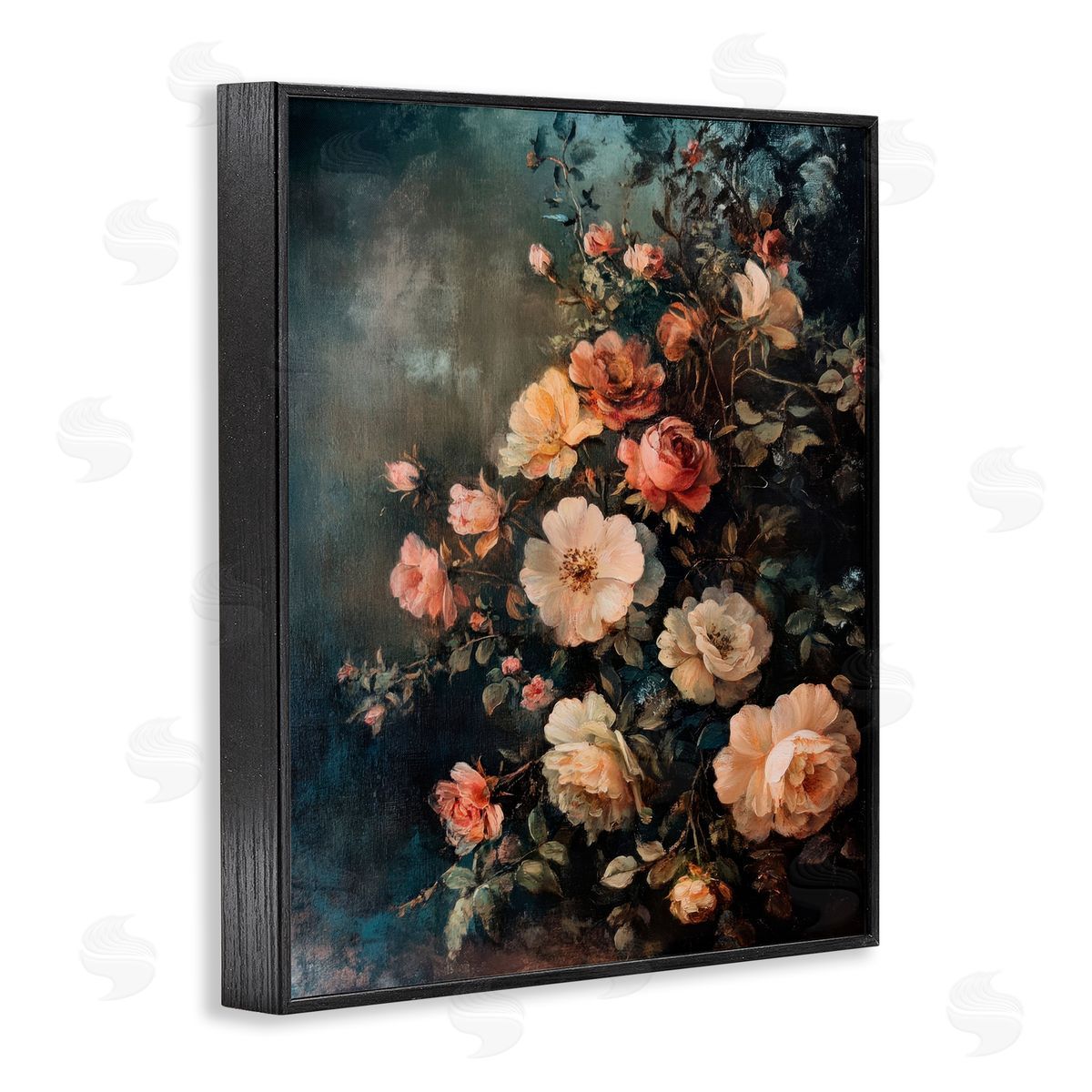 Dark Rose Florals Black Frame Print Wall Art, Home Decor by Petal Prints Design