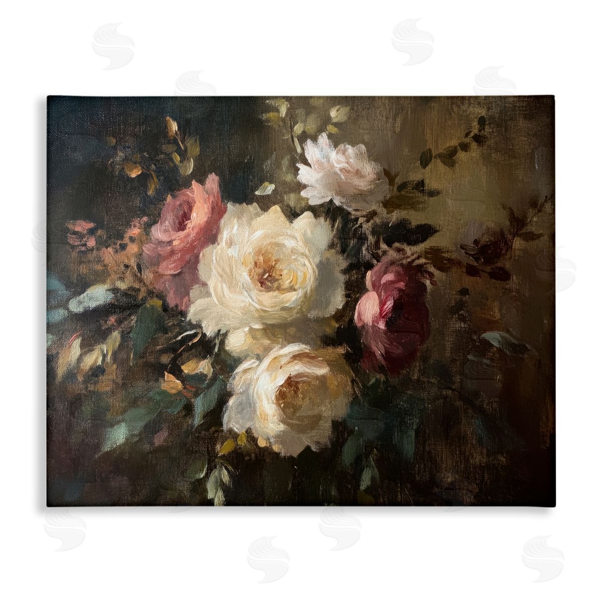 Dark Still Life Roses Canvas Wall Art, Home Decor by Petal Prints Design